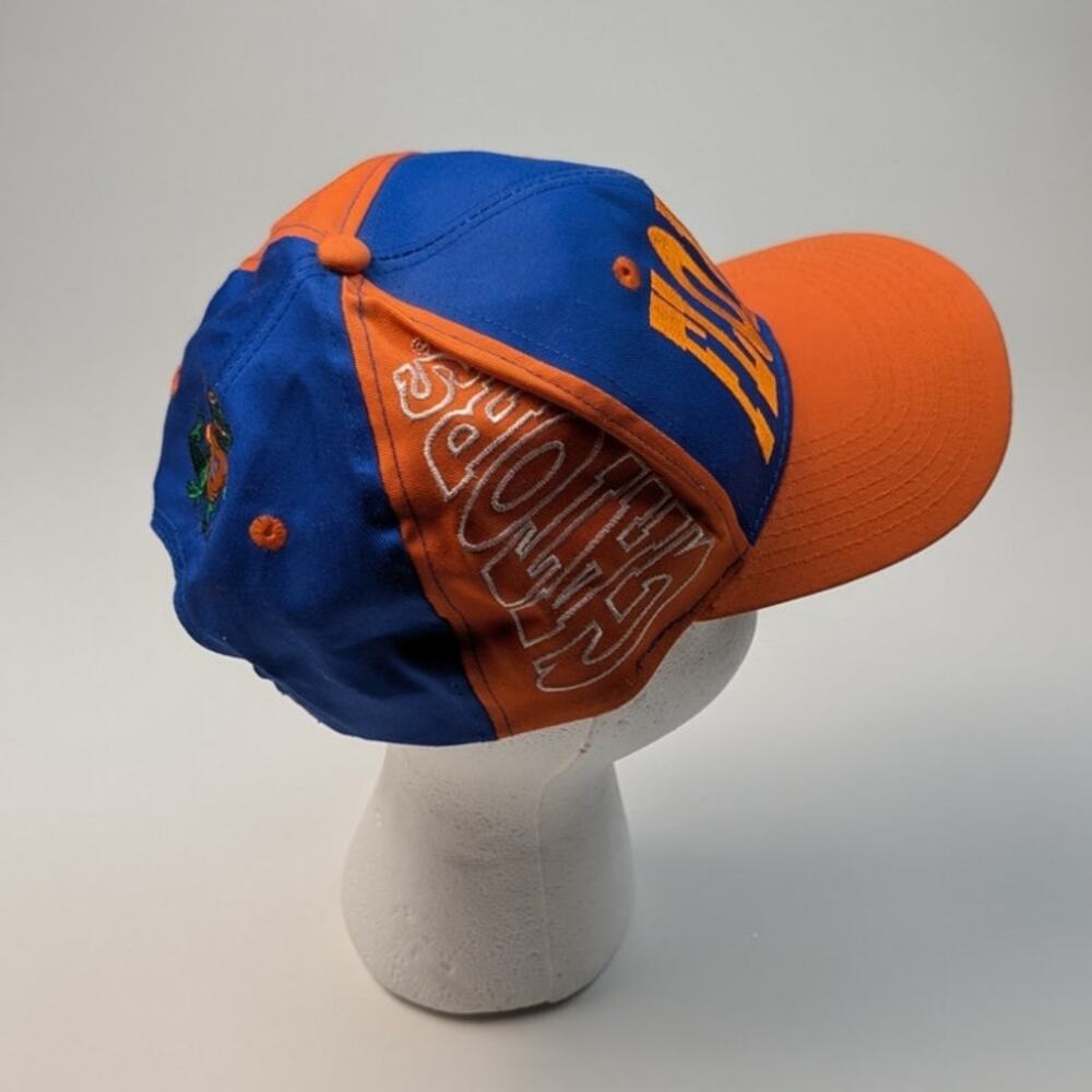 Vintage Flordia Gators Football Colorblock Blue & Orange Big Text Snapback Hat - Picture 2 of 6